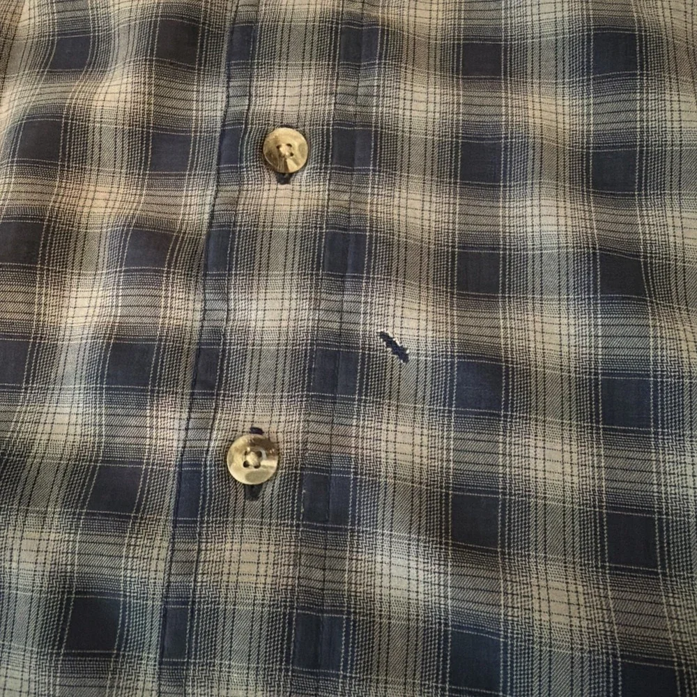 The North Face Shirt Men's Large Blue Plaid Modal Hiking Outdoor Pocket!